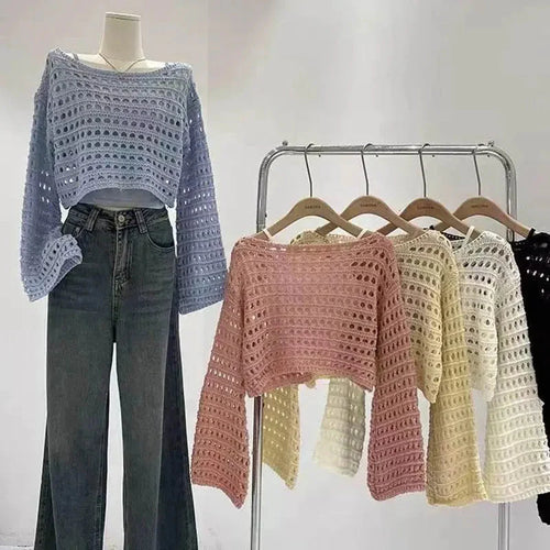 Boho Crochet Knit Crop Top for Summer Beach