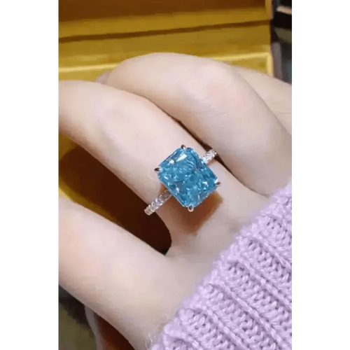 Blue Gemstone 2 Carat Moissanite Ring